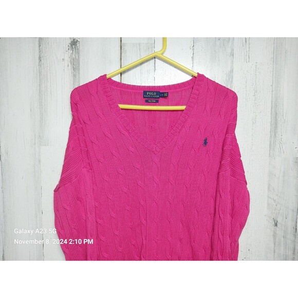 Polo by Ralph Lauren Pink V-Neck Sweater - Picture 3 of 8
